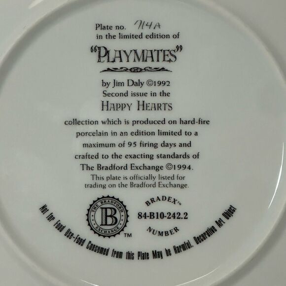 Vintage Bradford Exchange “Playmates” by Jim Daly 1992 - Picture 7 of 9